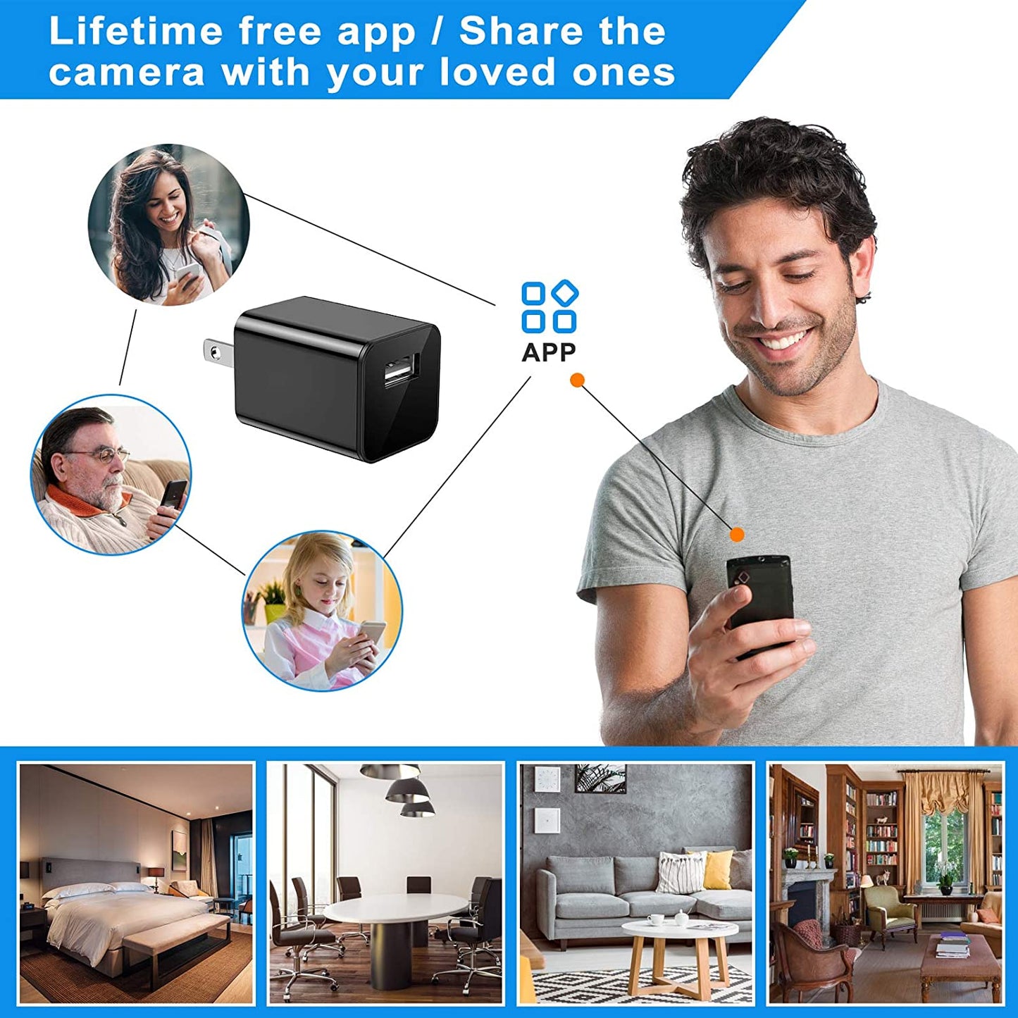 USB Charger Security Camera with Audio